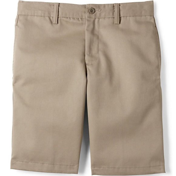 NWT LANDS' END UNIFORM PLAIN STAIN/WRINKLE RESISTANT CHINO SHORTS KHAKI 10H, 18H - Picture 1 of 9